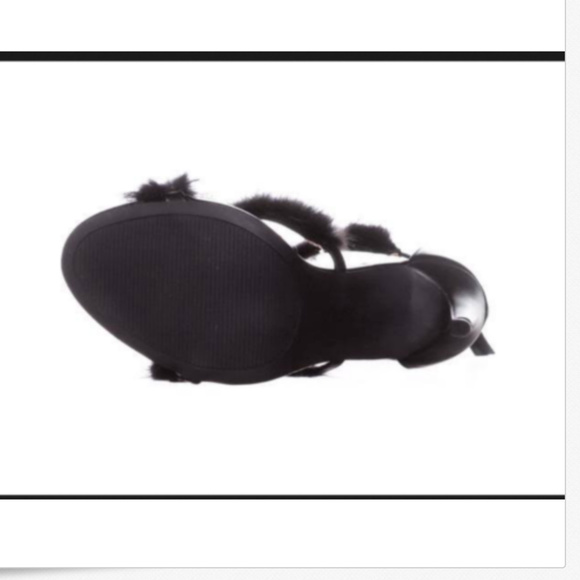 BEBE Berdine Ankle-Strap Dress Sandals Black Fur - Picture 4 of 4